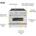 ZLINE Appliance Package - 36 Inch Gas Range, Range Hood, 3 Rack Dishwasher, Refrigerator, 4KPR-RGRH36-DWV