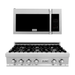 ZLINE Appliance Package - 36" Rangetop, Over The Range Convection Microwave With Traditional Handle In DuraSnow® Stainless Steel, 2KP-RTSOTR30