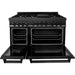 ZLINE Appliance Package - 48" Gas Burner/Electric Oven, Range Hood, Refrigerator With Water And Ice Dispenser, Dishwasher And Microwave In Black Stainless Steel, 5KPRW-RABRH48-MWDWV