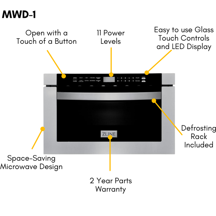 ZLINE Kitchen Appliance Packages ZLINE Appliance Package - 48 in. Dual Fuel Range, Range Hood, Microwave Drawer, 3 Rack Dishwasher, Refrigerator, 5KPR-RARH48-MWDWV