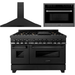 ZLINE Kitchen Appliance Packages ZLINE Appliance Package - 48 In. Dual Fuel Range with Brass Burners, Microwave Oven, Range Hood in Black Stainless Steel, 3KP-RABRHMWO-48