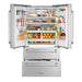 ZLINE Appliance Package - 48 in. Gas Range, Range Hood, Microwave Drawer, 3 Rack Dishwasher, Refrigerator, 5KPR-RGRH48-MWDWV