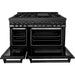 ZLINE Appliance Package - 48 In. Gas Range, Refrigerator, Range Hood, Microwave Drawer in Black Stainless Steel, 4KPR-RGBRH48-MW