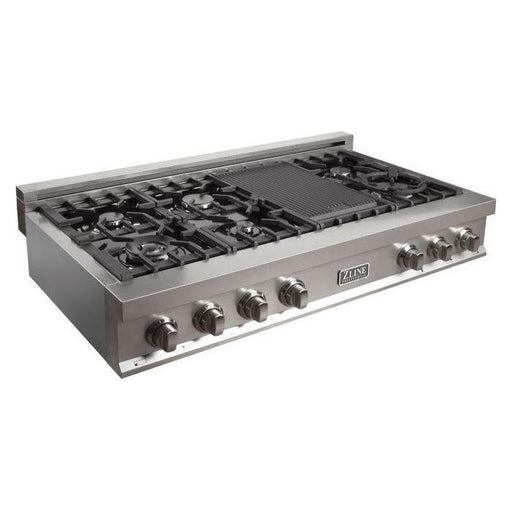 ZLINE Appliance Package - 48" Rangetop With 7 Gas Burners, Range Hood in DuraSnow® Stainless Steel, 2KP-RTSRH48