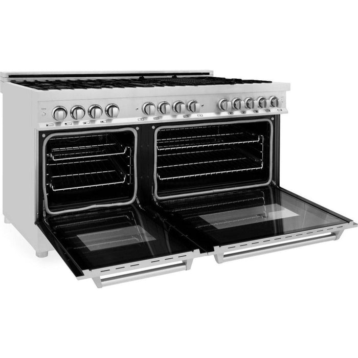 ZLINE Appliance Package - 60 In. Dual Fuel Range, Microwave Oven, Range Hood in Stainless Steel, 3KP-RARHMWO-60