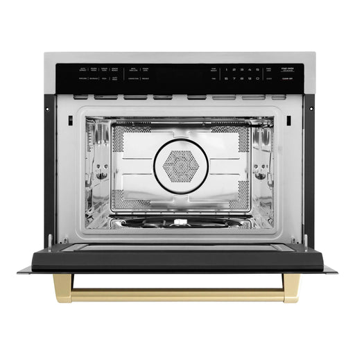 ZLINE Microwaves ZLINE Autograph 24" Built-in Convection Microwave Oven in Stainless Steel and Champagne Bronze Accents, MWOZ-24-CB