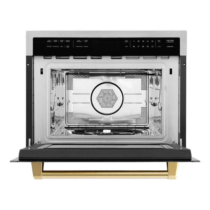 ZLINE Microwaves ZLINE Autograph 24" Built-in Convection Microwave Oven in Stainless Steel and Gold Accents, MWOZ-24-G