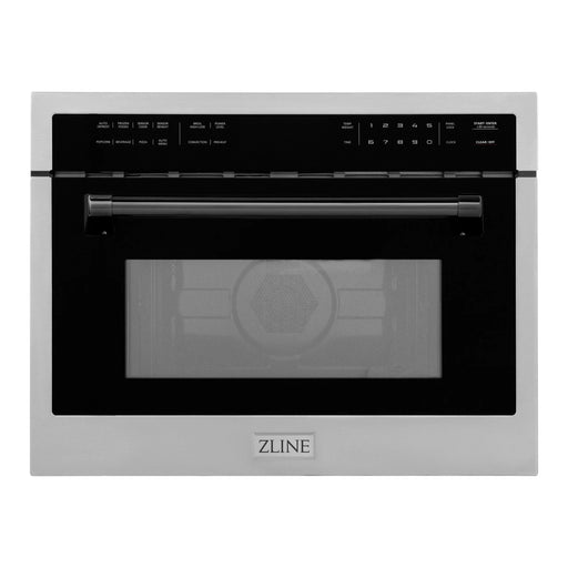 ZLINE Microwaves ZLINE Autograph 24" Built-in Convection Microwave Oven in Stainless Steel and Matte Black Accents, MWOZ-24-MB