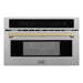 ZLINE Autograph 30" Built-in Convection Microwave Oven in DuraSnow® Stainless Steel with Champagne Bronze Accents, MWOZ-30-SS-CB