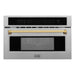 ZLINE Microwaves ZLINE Autograph 30" Built-in Convection Microwave Oven in DuraSnow® Stainless Steel with Gold Accents, MWOZ-30-SS-G