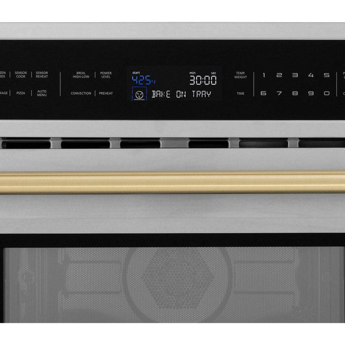 ZLINE Autograph 30" Built-in Convection Microwave Oven in Stainless Steel with Champagne Bronze Accents, MWOZ-30-CB