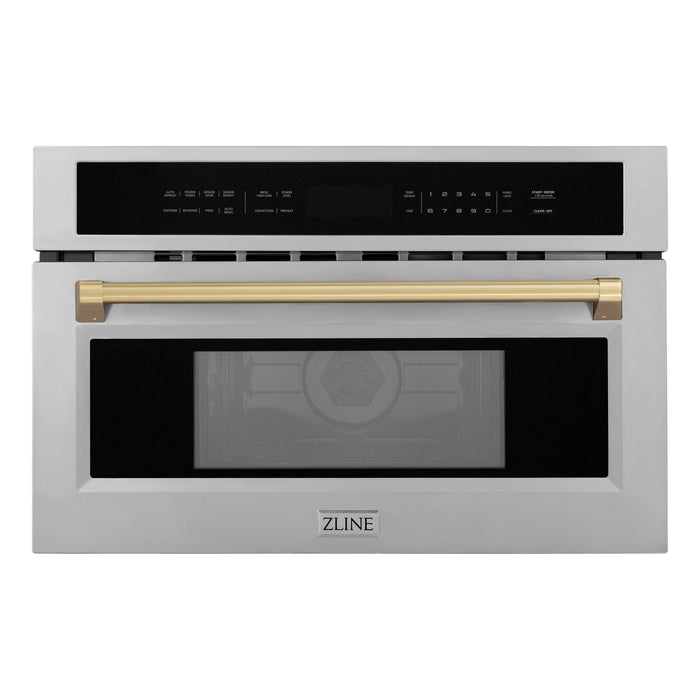 ZLINE Microwaves ZLINE Autograph 30" Built-in Convection Microwave Oven in Stainless Steel with Champagne Bronze Accents, MWOZ-30-CB