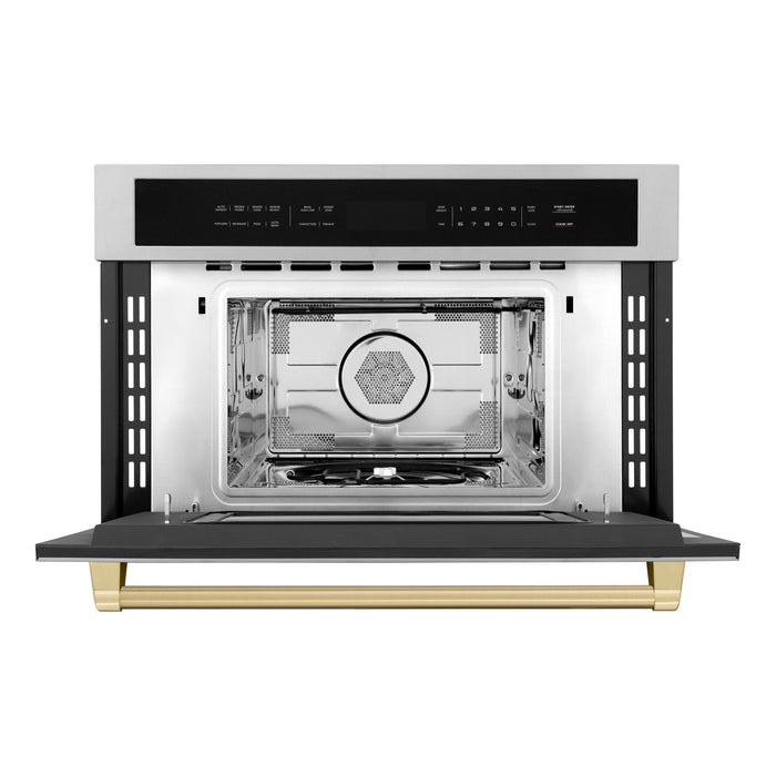 ZLINE Microwaves ZLINE Autograph 30" Built-in Convection Microwave Oven in Stainless Steel with Champagne Bronze Accents, MWOZ-30-CB