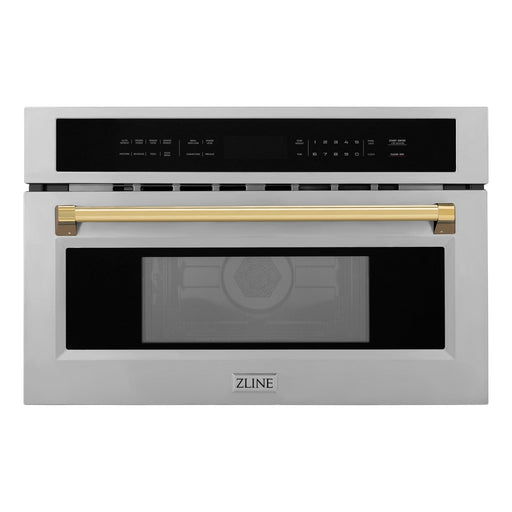 ZLINE Microwaves ZLINE Autograph 30" Built-in Convection Microwave Oven in Stainless Steel with Gold Accents, MWOZ-30-G