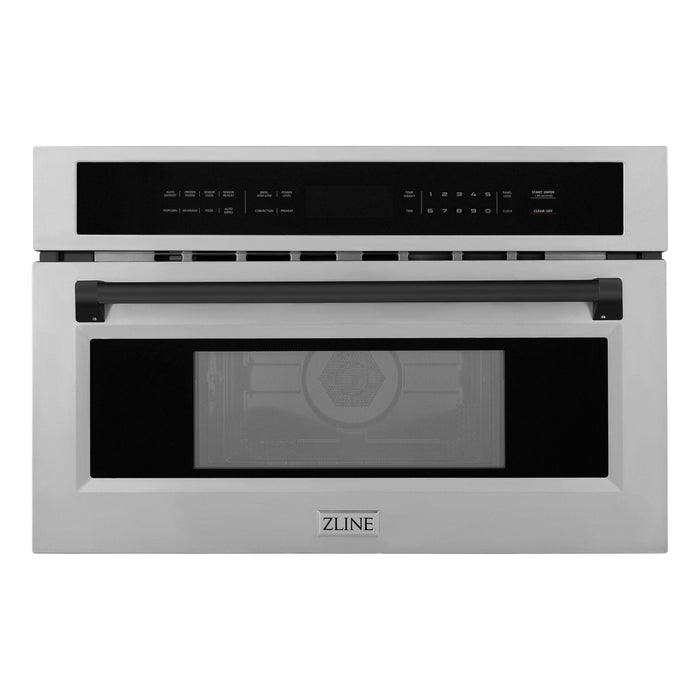 ZLINE Autograph 30" Built-in Convection Microwave Oven in Stainless Steel with Matte Black Accents, MWOZ-30-MB