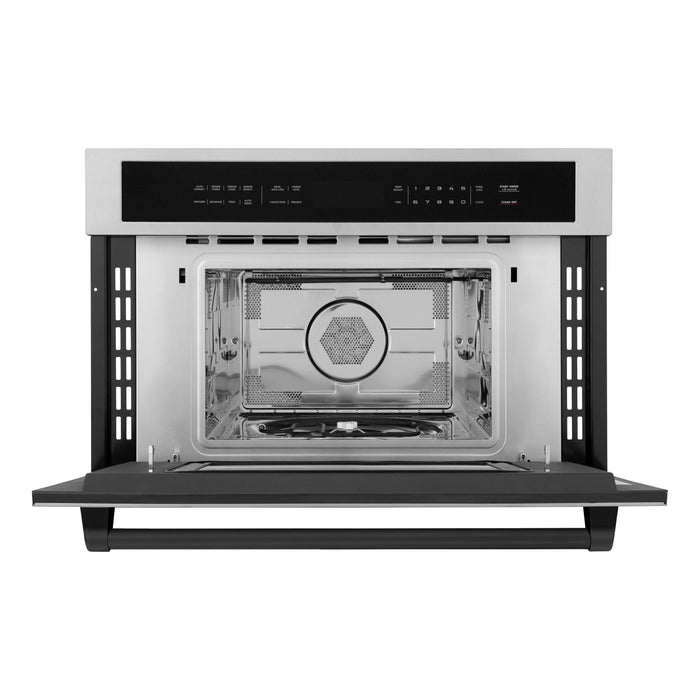 ZLINE Microwaves ZLINE Autograph 30" Built-in Convection Microwave Oven in Stainless Steel with Matte Black Accents, MWOZ-30-MB
