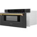 ZLINE Autograph 30 In. 1.2 cu. ft. Built-In Microwave Drawer In Black Stainless Steel with Gold Accents, MWDZ-30-BS-G