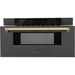 ZLINE Autograph 30 In. 1.2 cu. ft. Built-In Microwave Drawer In Black Stainless Steel with Gold Accents, MWDZ-30-BS-G