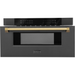 ZLINE Microwaves ZLINE Autograph 30 In. 1.2 cu. ft. Built-In Microwave Drawer In Black Stainless Steel with Gold Accents, MWDZ-30-BS-G
