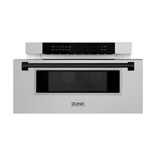 ZLINE Autograph 30 In. 1.2 cu. ft. Built-In Microwave Drawer In Fingerprint Resistant Stainless Steel with Matte Black Accents, MWDZ-30-SS-MB