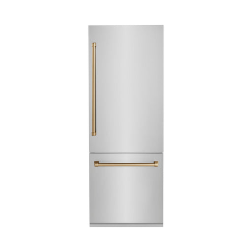 ZLINE Refrigerators ZLINE Autograph 30 In. 16.1 cu. ft. Built-In Refrigerator with Internal Water and Ice Dispenser with Bronze Accents, RBIVZ-304-30-CB