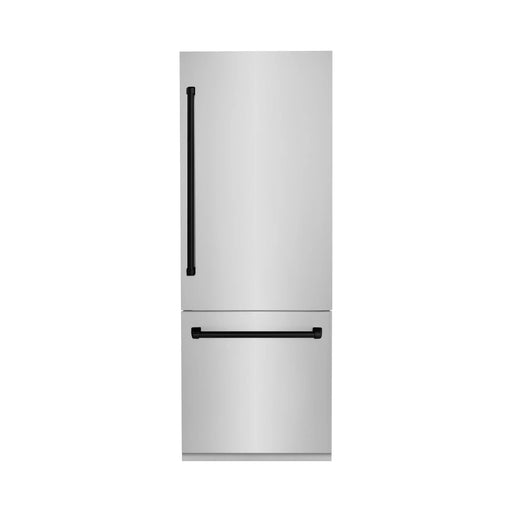 ZLINE Autograph 30 In. 16.1 cu. ft. Built-In Refrigerator with Internal Water and Ice Dispenser with Matte Black Accents, RBIVZ-304-30-MB