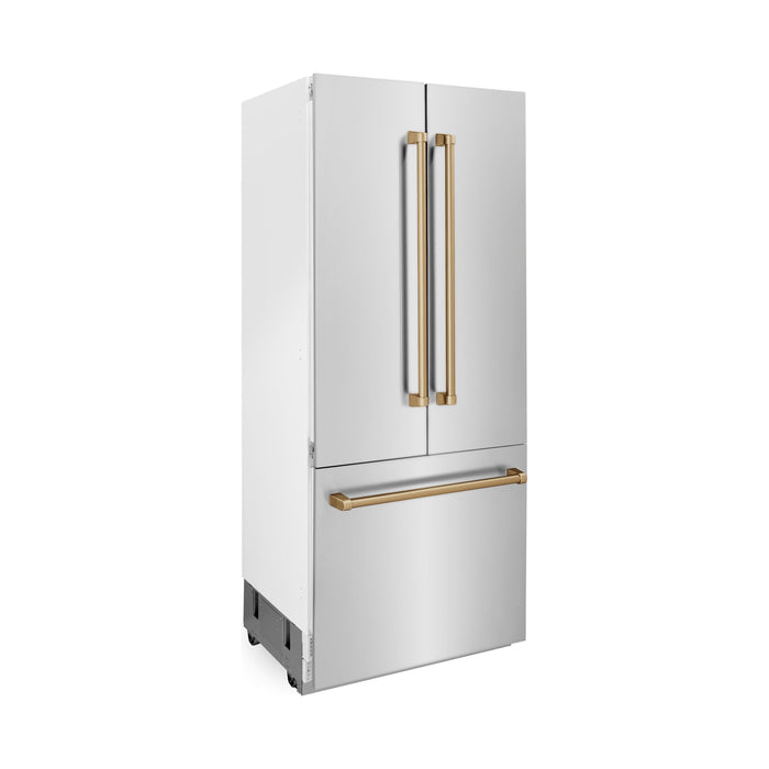ZLINE Refrigerators ZLINE Autograph 36 In. 19.6 cu. ft. Built-In Refrigerator with Water and Ice Dispenser with Bronze Accents, RBIVZ-304-36-CB