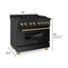 ZLINE Ranges ZLINE Autograph 36 in. Range with Gas Burner and Electric Oven In Black Stainless Steel with Champagne Bronze Accents RABZ-36-CB