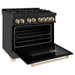 ZLINE Autograph 36 in. Range with Gas Burner and Electric Oven In Black Stainless Steel with Gold Accents RABZ-36-G