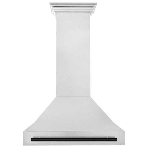 ZLINE Autograph 36 Inch DuraSnow Stainless Steel Range Hood with Matte Black Handle 8654SNZ-36-MB