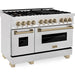 ZLINE Ranges ZLINE Autograph 48 in. Gas Burner, Electric Oven In DuraSnow Stainless Steel with Champagne Bronze Accents RASZ-SN-48-CB
