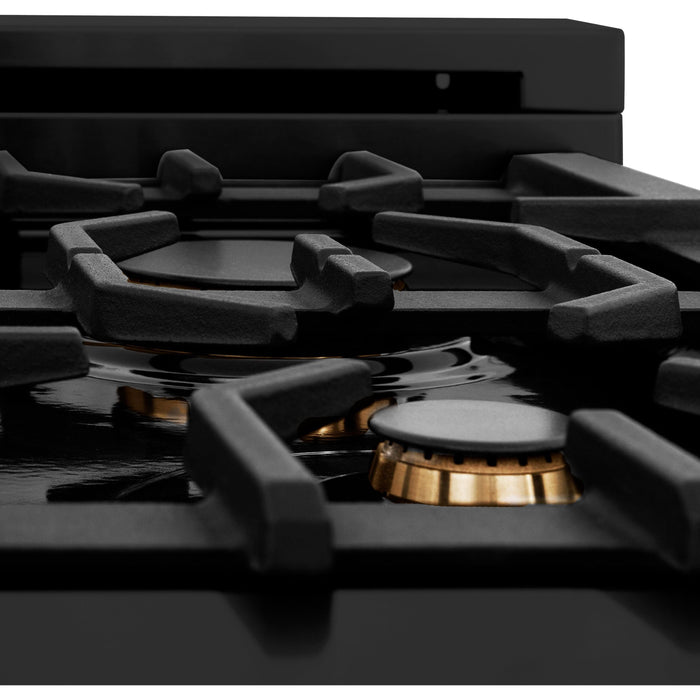 ZLINE Ranges ZLINE Autograph 48 in. Range with Gas Burner and Electric Oven In Black Stainless Steel and Champagne Bronze Accents RABZ-48-CB