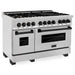 ZLINE Autograph 48 in. Range with Gas Burner and Electric Oven In DuraSnow Stainless Steel with Matte Black Accents RASZ-SN-48-MB