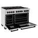 ZLINE Autograph 48 in. Range with Gas Burner and Electric Oven In DuraSnow Stainless Steel with Matte Black Accents RASZ-SN-48-MB