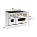 ZLINE Autograph 48 in. Range with Gas Burner and Electric Oven In Stainless Steel and White Matte Door with Gold Accents RAZ-WM-48-G