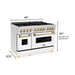 ZLINE Ranges ZLINE Autograph 48 in. Range with Gas Burner and Electric Oven In Stainless Steel and White Matte Door with Gold Accents RAZ-WM-48-G