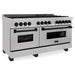 ZLINE Autograph 60 In. 7.4 cu. ft. Dual Fuel Range in DuraSnow® Stainless Steel with Matte Black Accents, RASZ-SN-60-MB