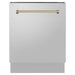 ZLINE Autograph Bronze Package - 36 in. Rangetop, 36 in. Range Hood, Dishwasher, Built-In Refrigerator