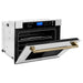 ZLINE Autograph Bronze Package - 36 in. Rangetop, 36 in. Range Hood, Dishwasher, Built-In Refrigerator, Microwave Drawer, Wall Oven