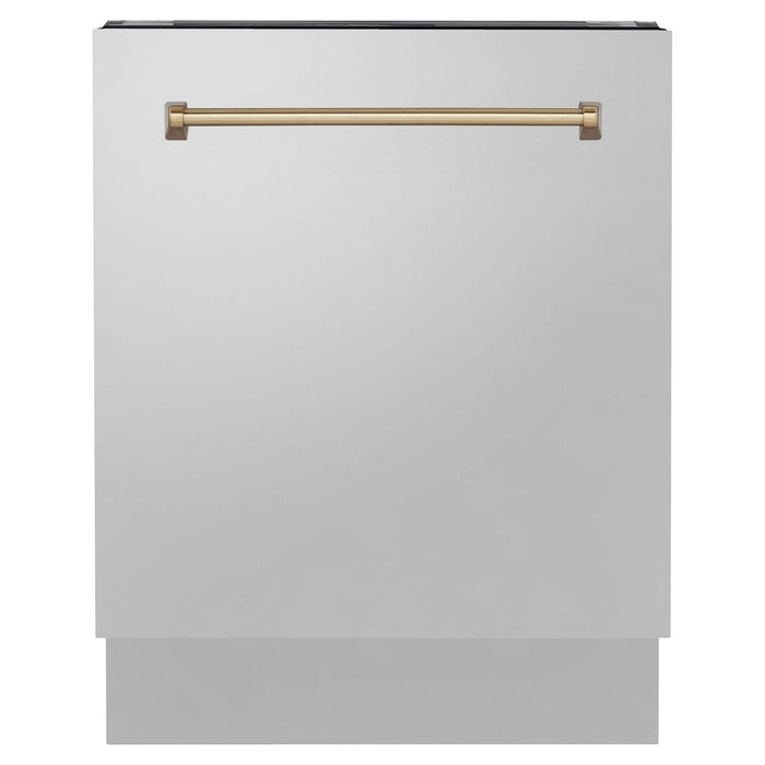 ZLINE Autograph Bronze Package - 36 in. Rangetop, 36 in. Range Hood, Dishwasher, Refrigerator, Microwave Drawer