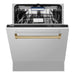 ZLINE Autograph Bronze Package - 36 in. Rangetop, 36 in. Range Hood, Dishwasher, Refrigerator, Microwave Drawer, Wall Oven