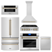 ZLINE Autograph Bronze Package - 36 in. Rangetop, 36 in. Range Hood, Dishwasher, Refrigerator, Microwave Drawer, Wall Oven