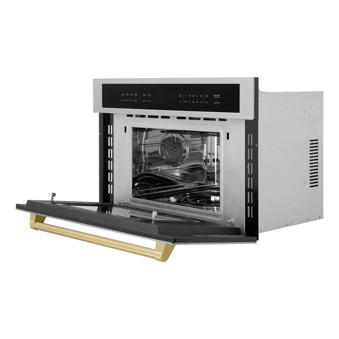 ZLINE Autograph Bronze Package - 36 in. Rangetop, 36 in. Range Hood, Dishwasher, Refrigerator, Microwave Oven