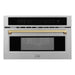 ZLINE Autograph Bronze Package - 36 in. Rangetop, 36 in. Range Hood, Dishwasher, Refrigerator, Microwave Oven, Wall Oven