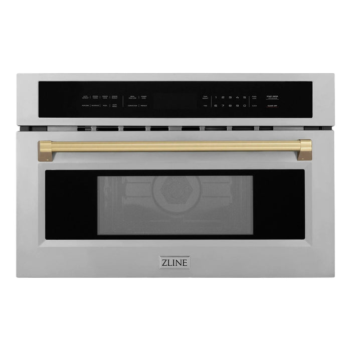 ZLINE Autograph Bronze Package - 36 in. Rangetop, 36" Range Hood, Dishwasher, Built-In Refrigerator, Microwave Oven, Wall Oven