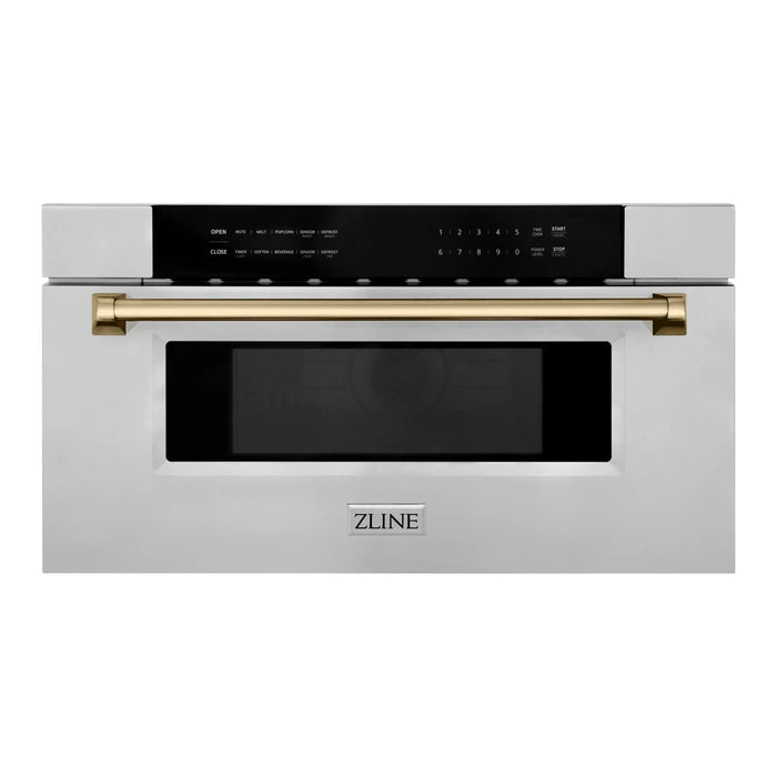 ZLINE Kitchen Appliance Packages ZLINE Autograph Bronze Package - 36" Rangetop, 36" Range Hood, Dishwasher, Built-In Refrigerator, Microwave Drawer