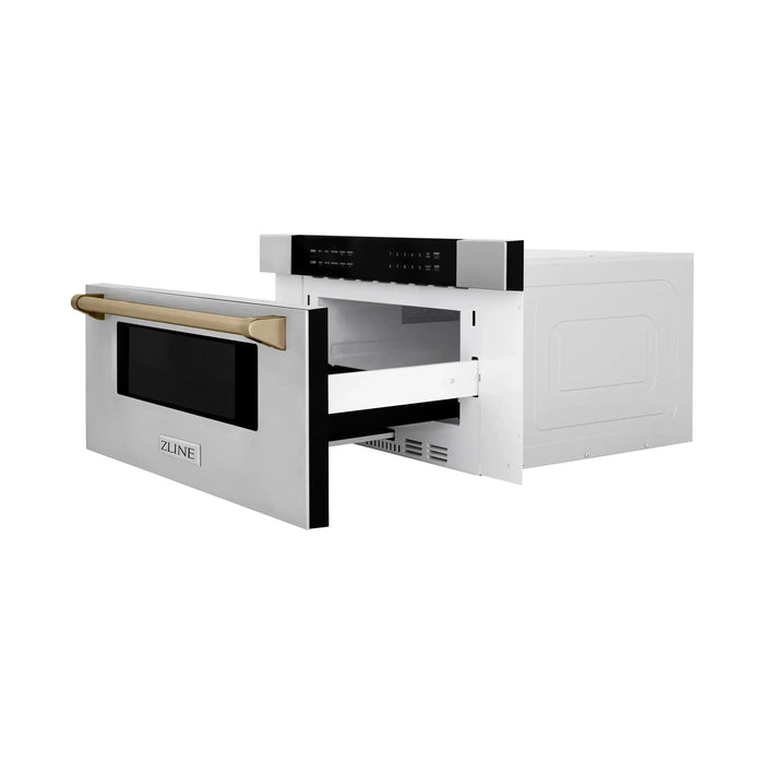 ZLINE Kitchen Appliance Packages ZLINE Autograph Bronze Package - 36" Rangetop, 36" Range Hood, Dishwasher, Built-In Refrigerator, Microwave Drawer, Wall Oven