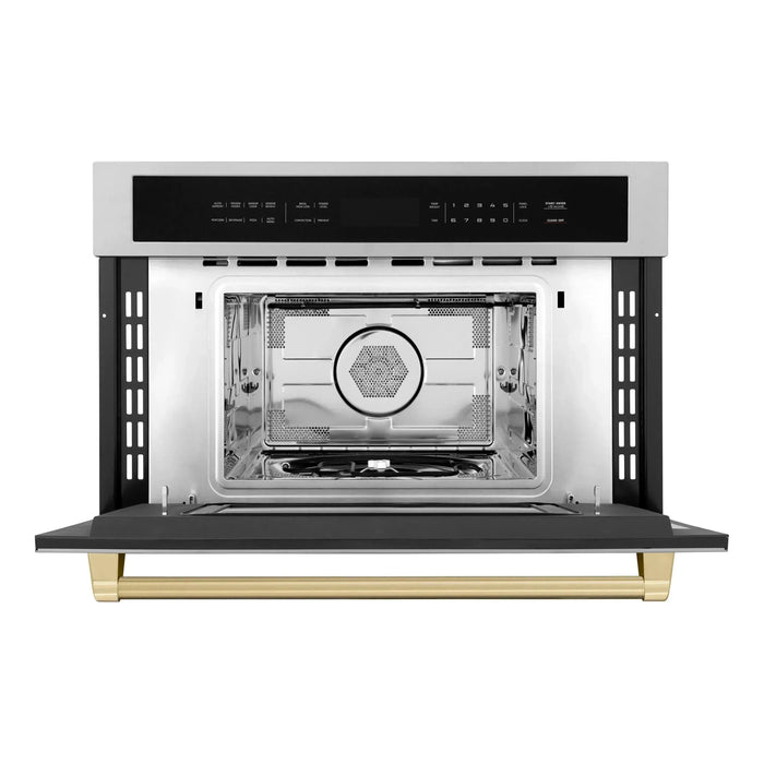 ZLINE Kitchen Appliance Packages ZLINE Autograph Bronze Package - 36" Rangetop, 36" Range Hood, Dishwasher, Refrigerator with External Water and Ice Dispenser, Microwave Oven