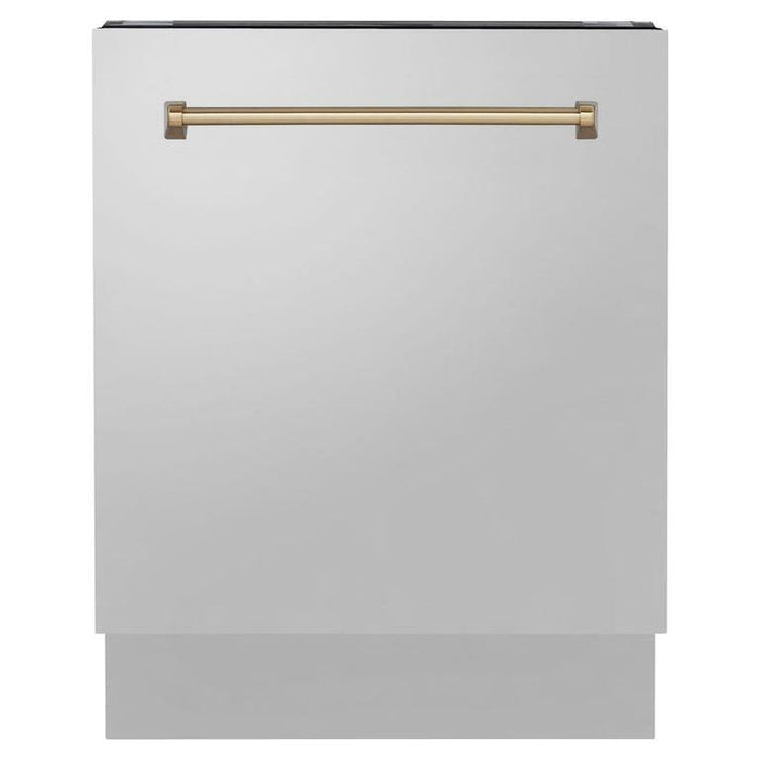 ZLINE Autograph Bronze Package - 48 in. Rangetop, 48 in. Range Hood, Dishwasher, Built-In Refrigerator, Microwave Oven, Wall Oven