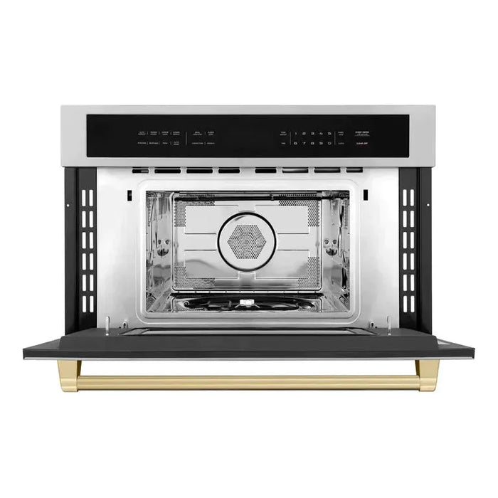 ZLINE Autograph Bronze Package - 48 in. Rangetop, 48 in. Range Hood, Dishwasher, Built-In Refrigerator, Microwave Oven, Wall Oven